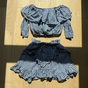 Rinascimento Blue and White Gingham Ruffle Set